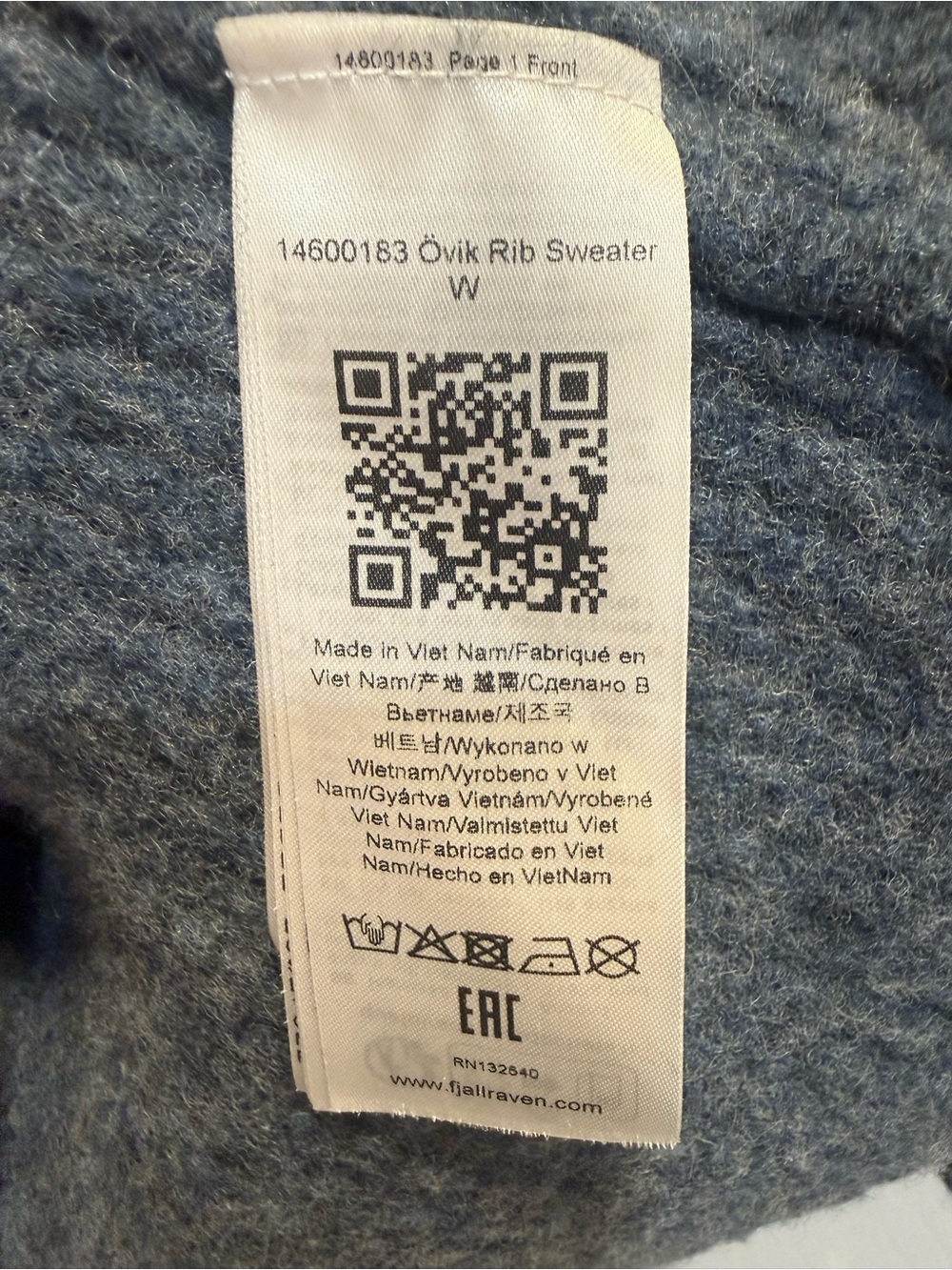 Fjallraven Women's Crew Neck Wool Sweater in Slate Blue - Picture 7 of 8
